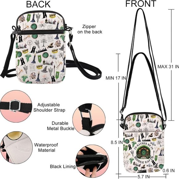 Waterproof Canvas Crossbody Bag with Adjustable Strap for Movie Fans - Picture 3 of 7